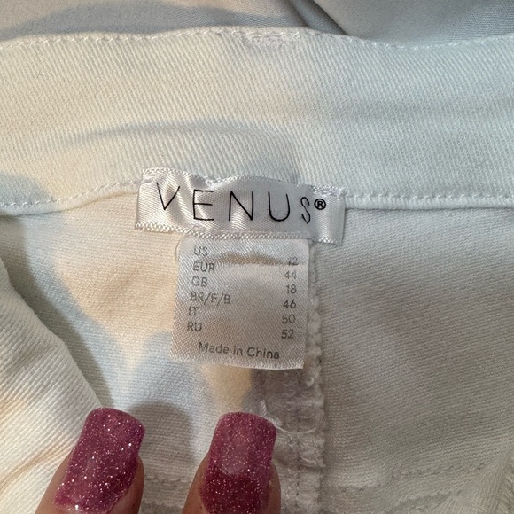 VENUS White Cropped Jeans Size 12 – Pink Embroidered Ankle Pants - Picture 3 of 7